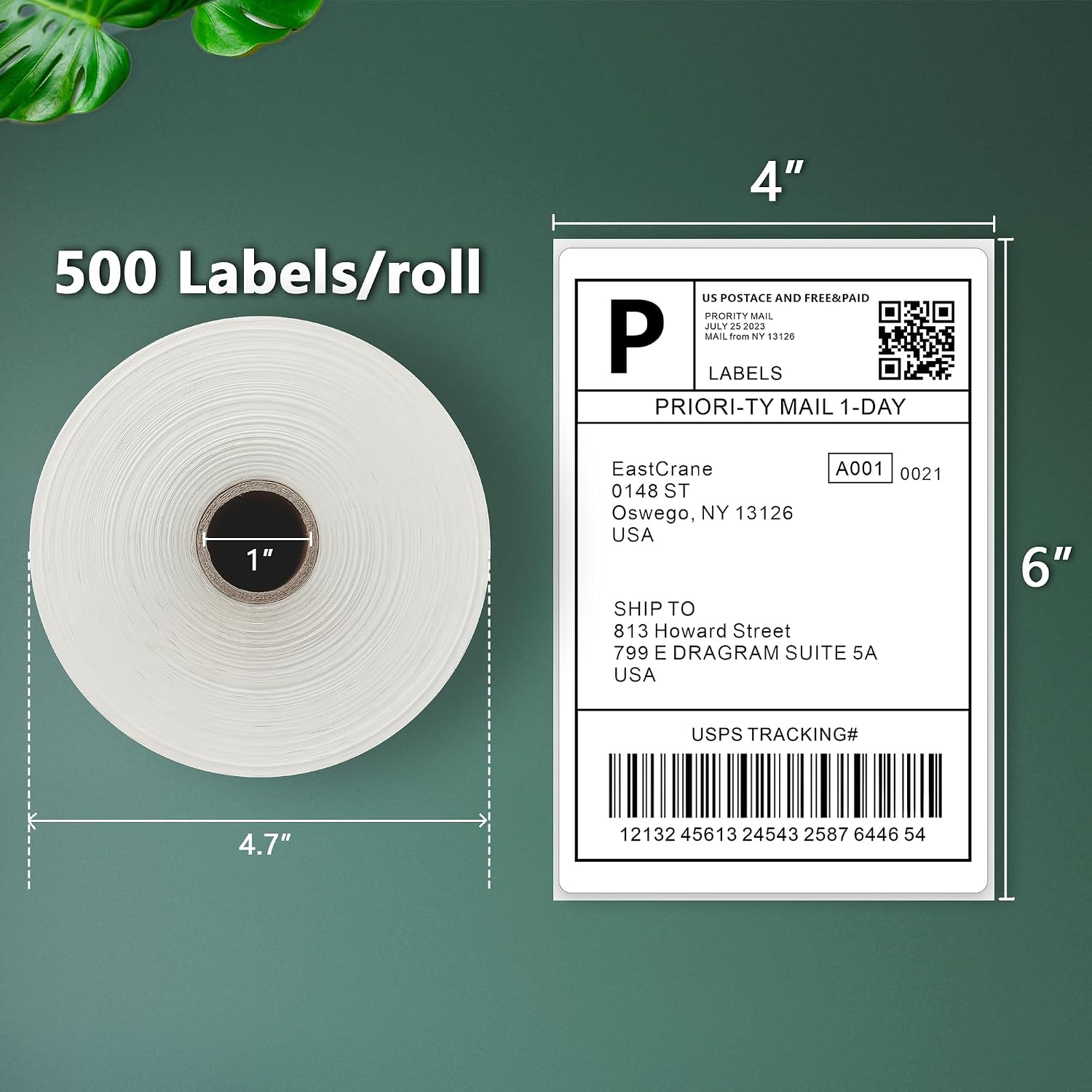 4x6 Thermal Shipping Lables Roll, 500 Labels/Roll image 3
