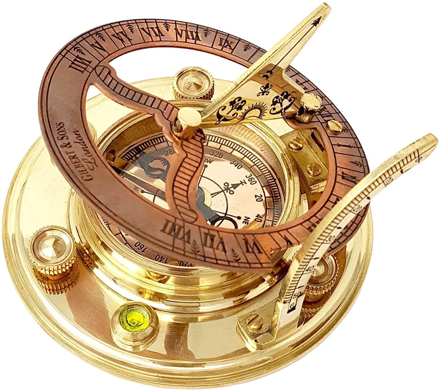 Vintage Sundial Compass, Copper, 10 cm, Nautical Style, Tabletop Design-picture-18