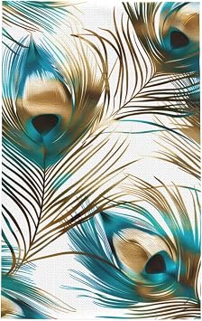 Kitchen Towels Teal Peacock Feather Quick Dry Dish Towels 16x26 in Absorbent Hand Towels Dish Cloths for Home Kitchen Drying