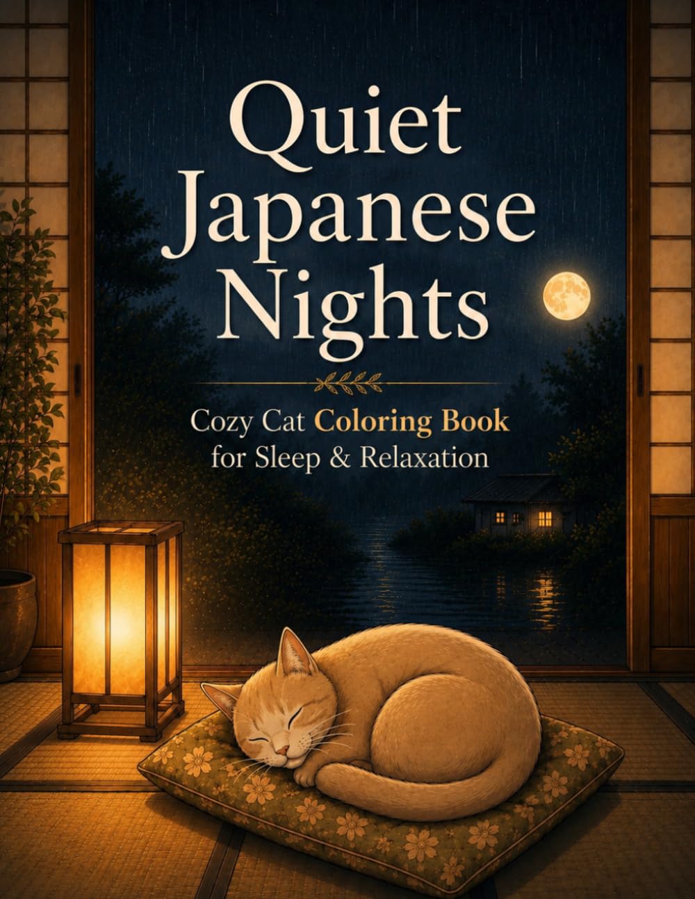 Quiet Japanese Nights: A Cozy Cat Coloring Book for Anxiety Relief, Sleep & Relaxation