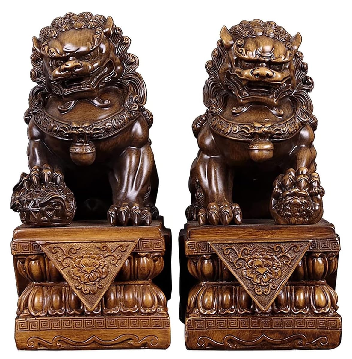 Large Size Modern Fu Foo Dogs Guardian Lion Statues, Asian Feng Shui Decor Pair of Guardian Lions for Home Office, Ideal Drive Away Evil Spirits&congratulatory Housewarming