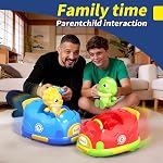 2 Pack Remote Control Bumper Car for Kids 3-5, Dinosaur RC Battle Car with Collision Ejection Spray Light Music, Birthday Gift for Toddler 1-3, Interactive Game Car Toy For 3 4 5 Years Old Boy