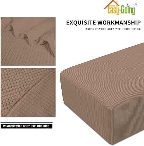 Vista 484 de Easy-Going - Funda elástica para taburete otomano, funda protectora para muebles, funda rectangular con parte inferior elástica Beige