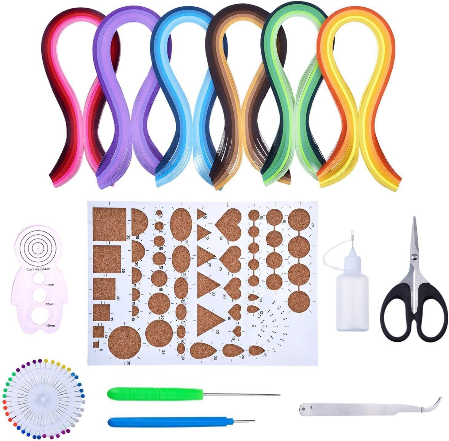 Tosnail 1200 Pieces 3mm and 5mm Quilling Paper Strips with 2 Drawing Sheets and 8 Quilling Tools - Paper Quilling Kit for Beginners
