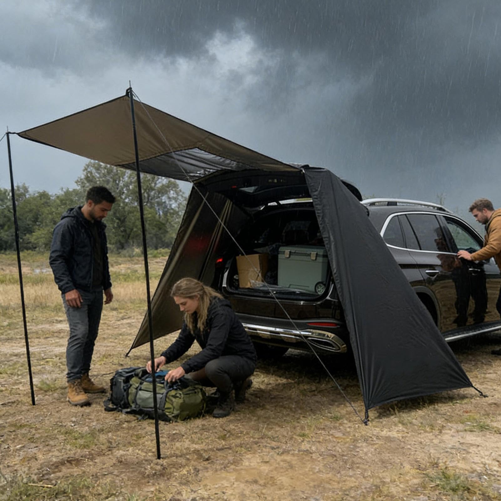 Tenda Portellone Posteriore, Portatile, Regolabile, Impermeabile, Antivento, Tenda Portatile da Bagagliaio e Awning per SUV, per Auto Berlina Van Avventura Spiaggia Escursionismo Picnic Viaggio