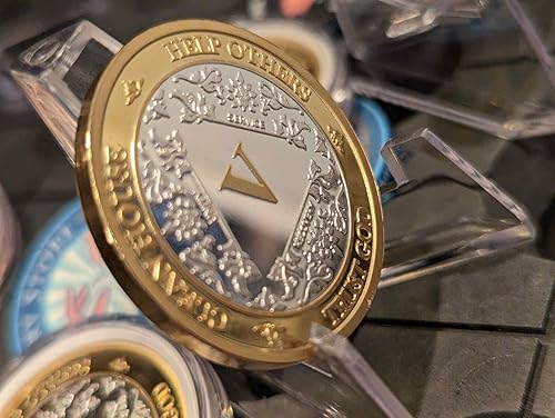 Miniatura 53 de Medallón anónimo de Alcohólicos Anónimos de Plata y Oro 1-60 años (20 años (XX)) Cápsula de Moneda AA Incluida