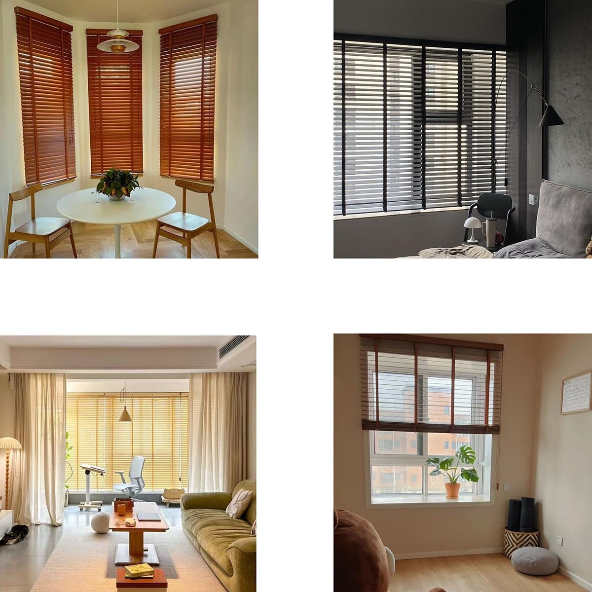 Faux Wood Blinds for Window, White Room Darkening Venetian Blind 34" 36" 38" 48" 50" 52" 54" 56" 58" 64" W Privacy Cordless Wooden Blinds for Bedroom Batenroom Shade, 2" Slat(Light Brown)