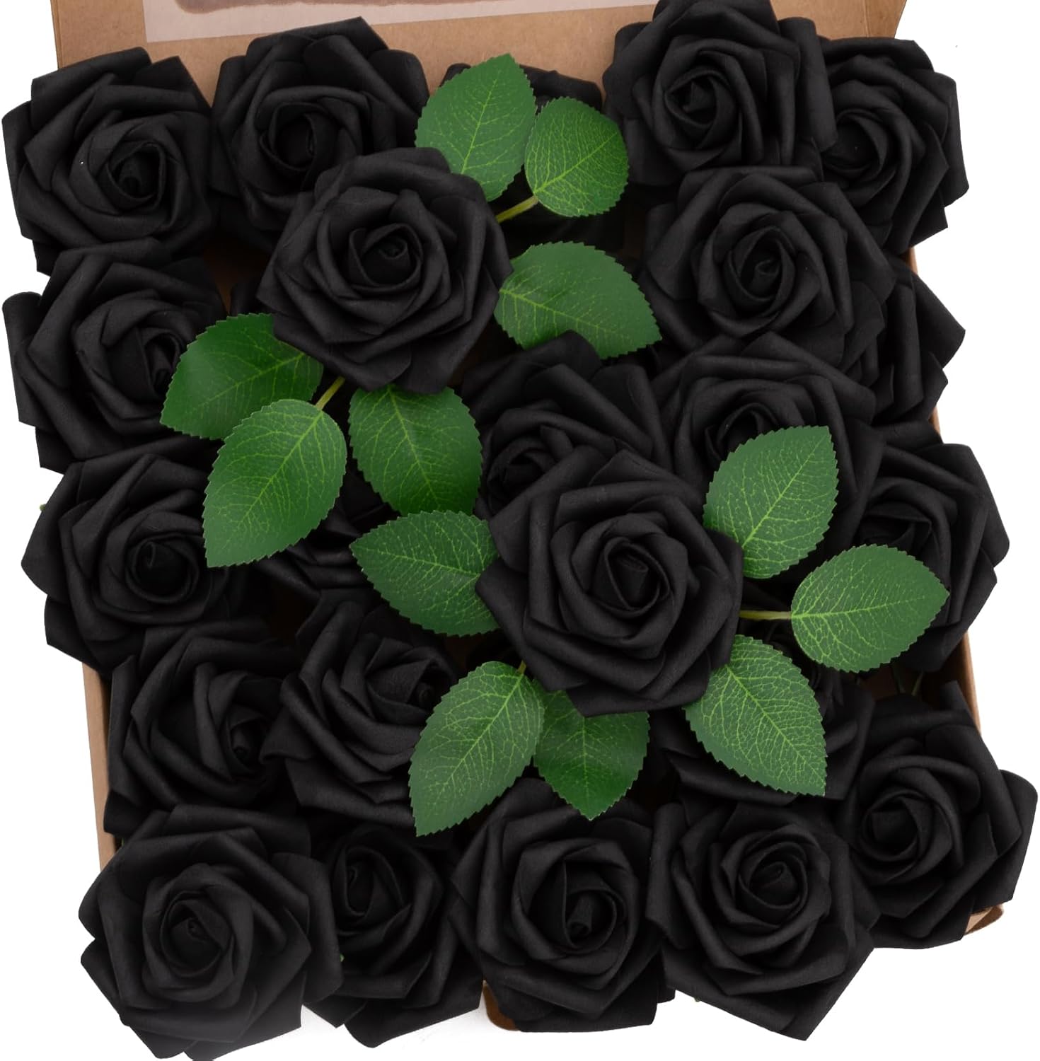 Amazon.com: MEOKEY 100PCS Black Roses Artificial Flowers Real Touch ...