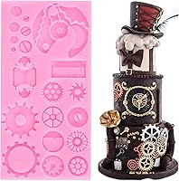 Vista 5 de ZiXiang Steampunk Gear - Molde de silicona para brújula, engranajes, dientes, fondant, para decoración de tartas con temática de viaje steampunk