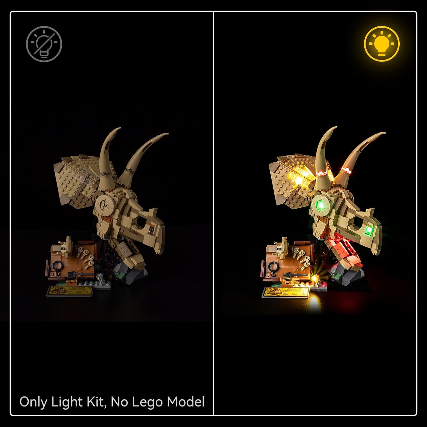 Kyglaring LED Light Kit Compatible with Lego 76969 Set, Lighting Accessories for Dinosaur Fossils Triceratops Skull, Lights Only (Model Not Included), Classic Version.
