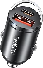 MOSWAG Car Charger Fast Charging, Car USB Quick Charge PD, USB C Cigarette Lighter Charger Compatible with iPhone 17/16/15/14/Pro Max, iPad, Samsung Galaxy S24 S23 S22 | USB C & USB A 2 Port Car Adapter, QC3.0 Dual Port for iPhone 17, 16, Samsung S25 Ultr
