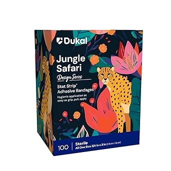 Dukal Safari Stat Strip Adhesive Bandages 3/4" x 3" Box of 100
