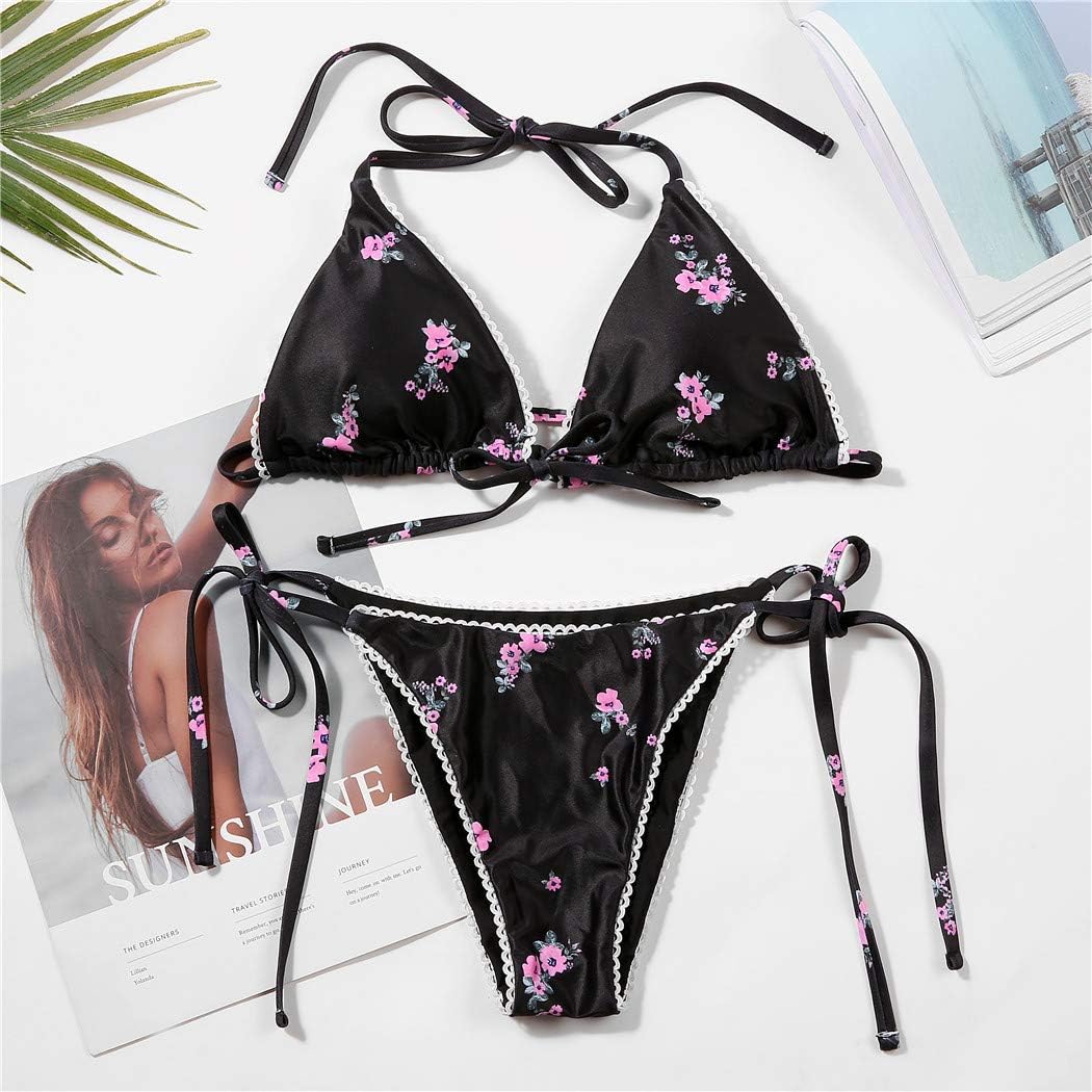 Bikinis Swimsuit Set for Women Swimwear Triangle Bathing Suit Tie String Thong