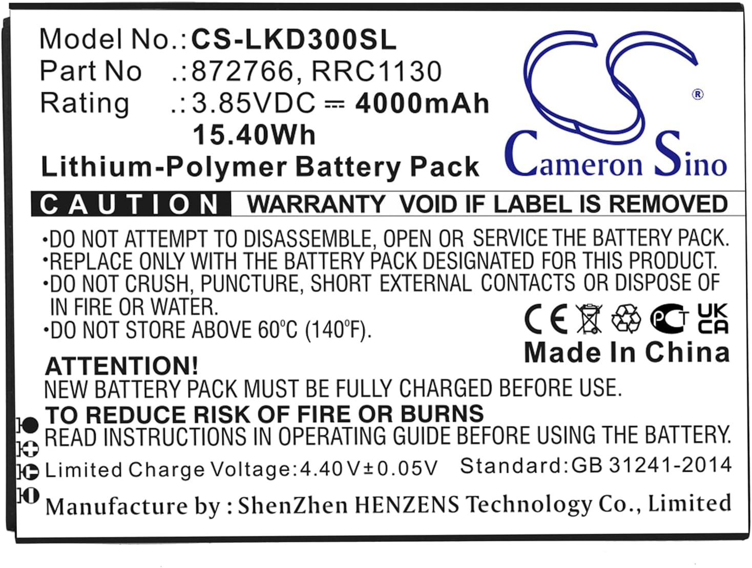Cameron Sino Battery for Leica BLK3D Imager PN:Leica 110019-08, 872766, RRC1130 4000mAh / 15.40Wh