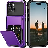 Vista 57 de Nvollnoe Compatible con iPhone 15 Funda con ranura para tarjetas, resistente, protectora de doble capa, a prueba de golpes, ranura oculta