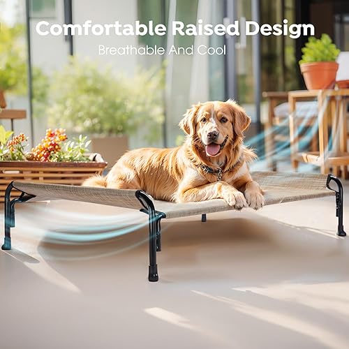 Miniatura 3 de Veehoo CWC2204 - Cama elevada para perros grandes, cama elevada para mascotas con reposacabezas inclinado para interiores y exteriores, lavable,
