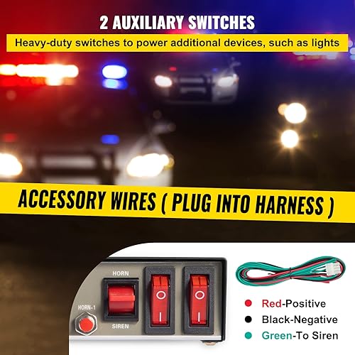 Miniatura 5 de VEVOR Alarma de advertencia de coche de 200 W, 7 sonidos, kit de alarma de advertencia fuerte, sistema de micrófono, sirena de fuego, altavoz PA