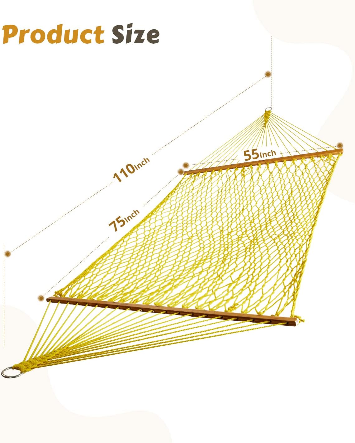 Hammock Stand with Hammock, Dual-Bar Steel Hammock Frame Rope Hammock, 2 Person Hammock with Stand Garden Backyard Vacation Relax