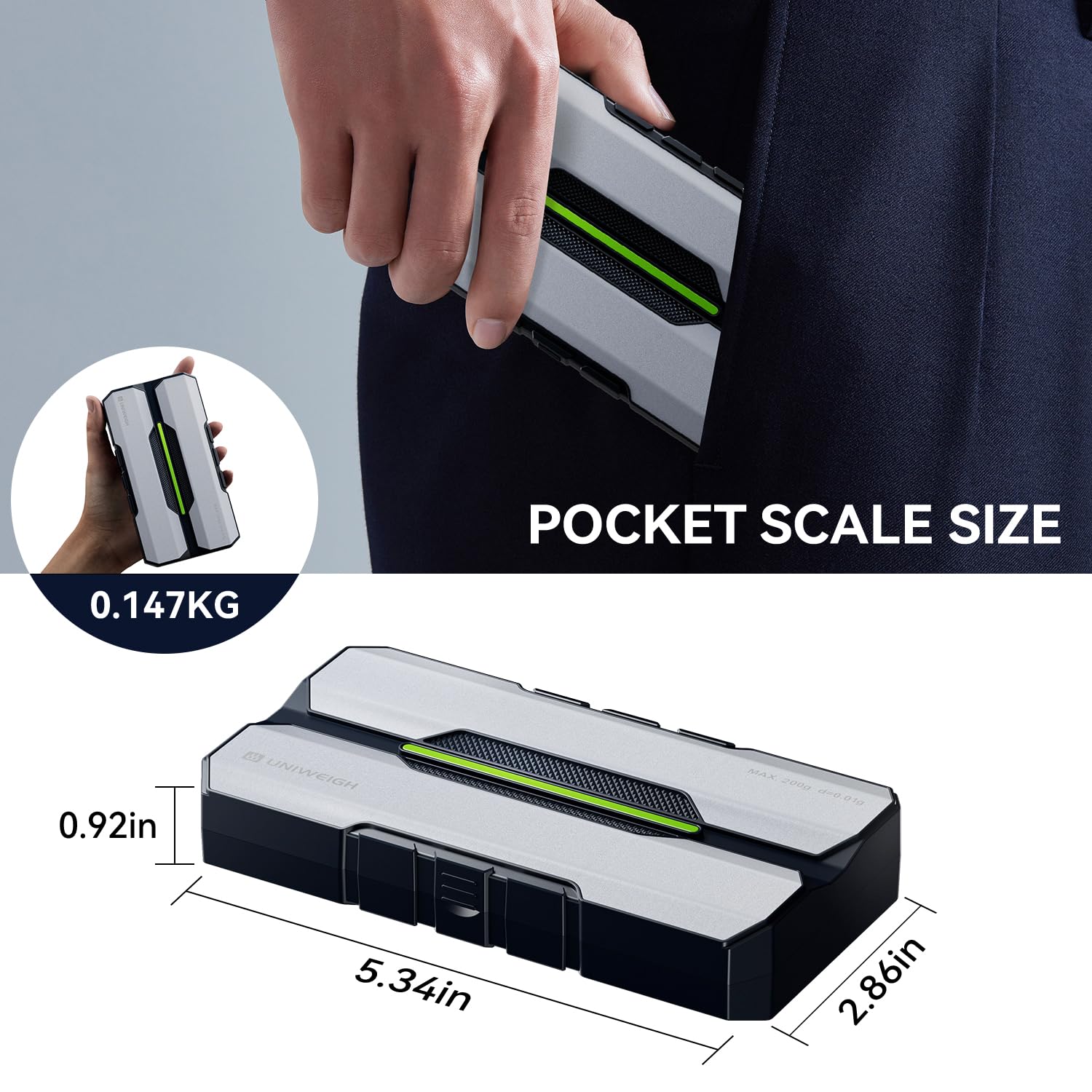 UNIWEIGH Digital Pocket Gram Scale 200g/0.01g Accuracy