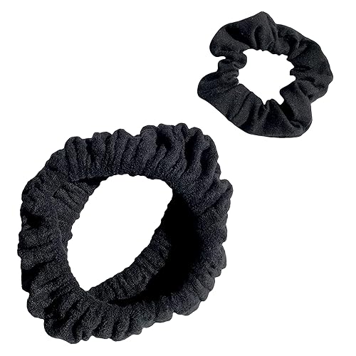 Lazos jumbo para cabello grueso, bandas elásticas para mujer, satén y microfibra, color negro, paquete combinado