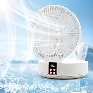Table Fan, 2023 New Oscillating Rechargeable Battery Operated Fan for Bedroom, Portable Wall Mount Fan with Remote Control-Timer-LED Lights-Hook, Strong Airflow, 120° adjustable tilt for Gym RV