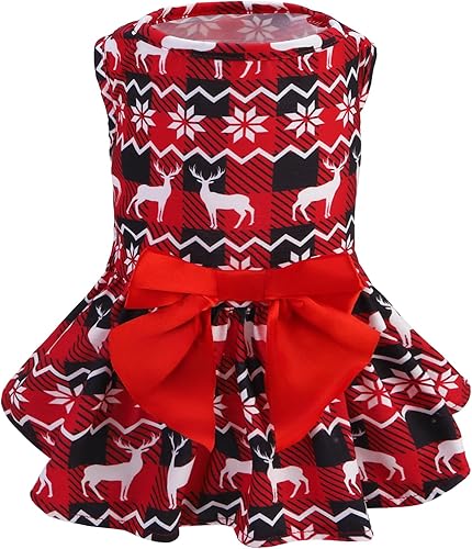 Miniatura 43 de PUPTECK Vestido de Navidad para perro, disfraz de cachorro, ropa para perros pequeños con falda de lazo, pijama Rojo (Navidad)