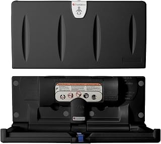 Classic Horizontal Wall-Mounted Baby Changing Station for Commercial Restrooms, Includes One Handed Adjustable Safety Strap & Liner Dispenser, Black (100-EH-02)