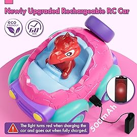 Lehoo Castle Remote Control Car for Toddlers, Toddler Girl Toys 2-3, Dinosaur Toys for Girls Ages 2-4 with Lights & Music, Toys for 2 3 4 Year Old Girls
