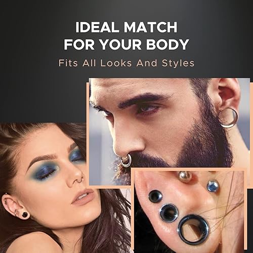 Miniatura 6 de BodyJ4You Kit de estiramiento de orejas de 36 piezas, calibre 14G-00G para principiantes, de acero quirúrgico, tapones de una sola llamarada,