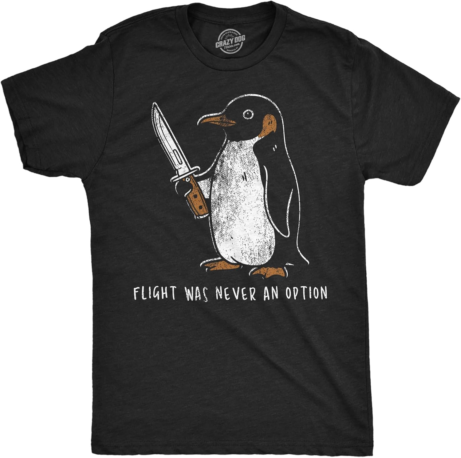 Mens Funny T Shirts Flight was Never an Option Sarcastic Penguin Graphic Novelty Tee for Men