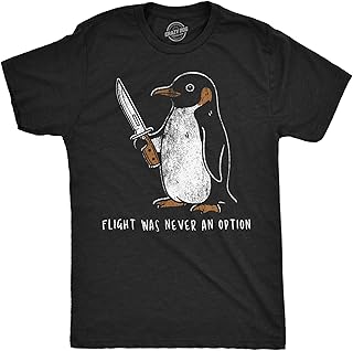 Mens Funny T Shirts FLT was Never an Option Penguin Tee | Funny T Shirts, Graphic Apparel for Men, Cool Animal Short Sleeve, Soft Cotton Blend, Novelty Tees for Guys