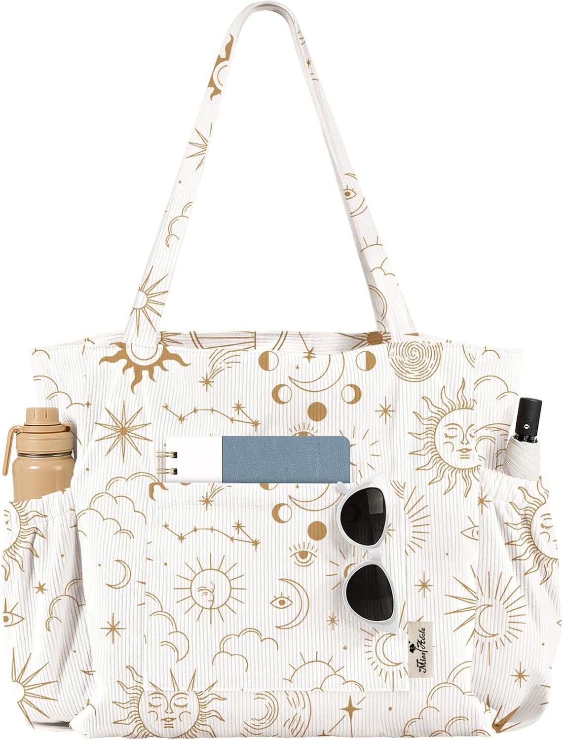 Large Corduroy Tote Bag for Women - Cute Shoulder Reusable Canvas Bags with Zipper ...