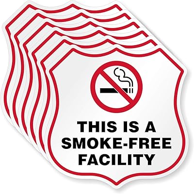 SmartSign This is A Smoke Free Facility Stickers, No Smoking Decals | Pack of 6, 2.75