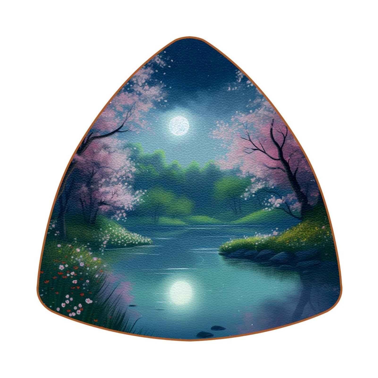 Dessous de verre en cuir microfibre de luxe | Lot de 6 triangulaires couleur clair de lune