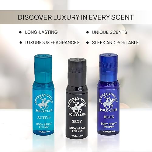 Miniatura 7 de Beverly Hills Polo Club Set de regalo de la colección Body Spray para hombre con aromas de colonia de diseñador de lujo para una frescura duradera