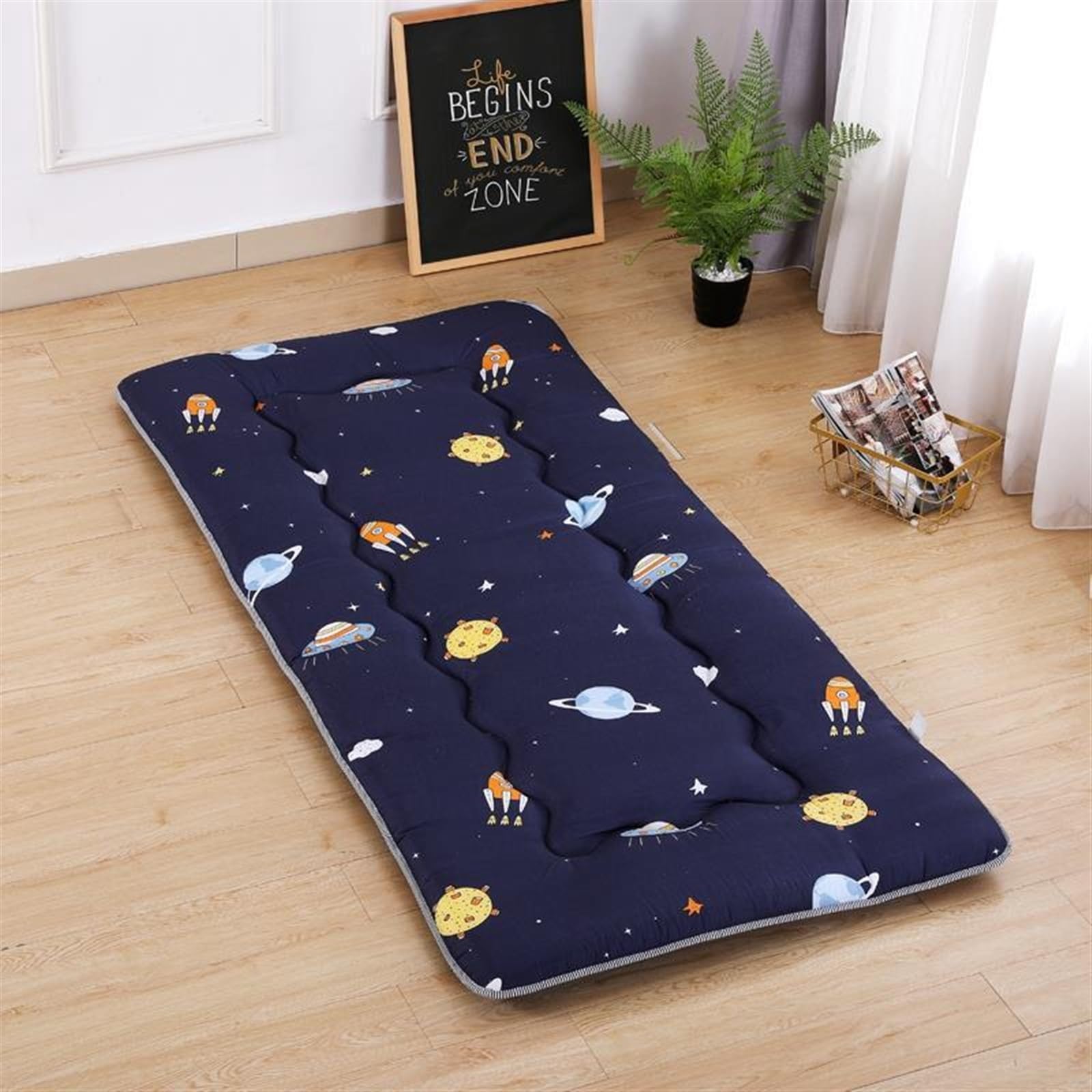 Matelas Matelas Sol Japonais, Matelas de Sol épais, Futon Japonais Tatami Doux Matelass Camping, Non Glissant et Respirant, for lit Simple Double Queen Size(A,90 x 190 cm)