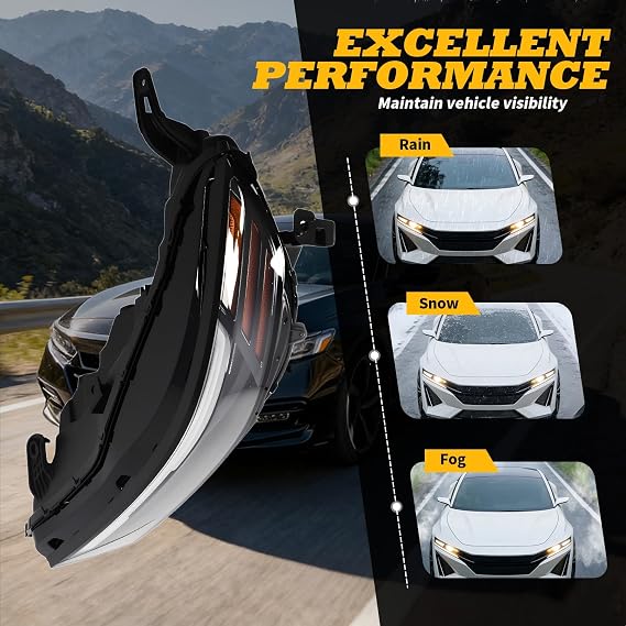 Left Headlight Assembly Compatible with Accord 2023 2024 | Headlamp 33150-30A-A01 HO2502213 Driver Side