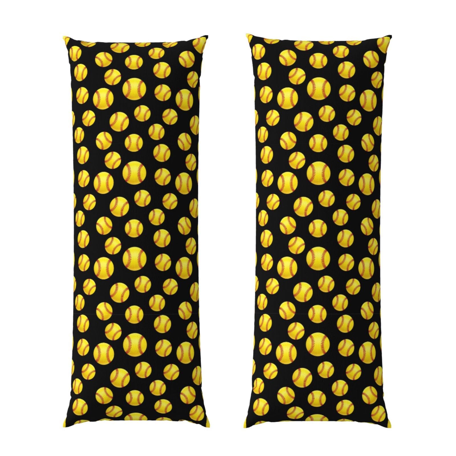 Body Pillow Cover 20x54, Yellow Softball Black, Soft Microfiber Long Pillowcase with Zipper Closure, Breathable Protector for Bedroom Sofa Couch Sleeping