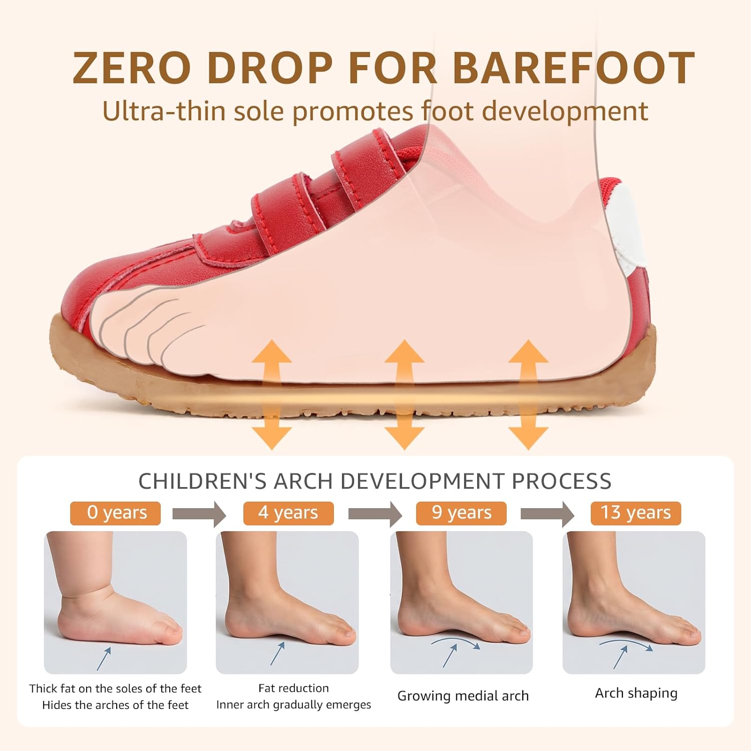 STQ Wide Toe Box Toddler Girls Sneaker Non Slip Barefoot Walking Shoes with Hook and Loop - Image 6