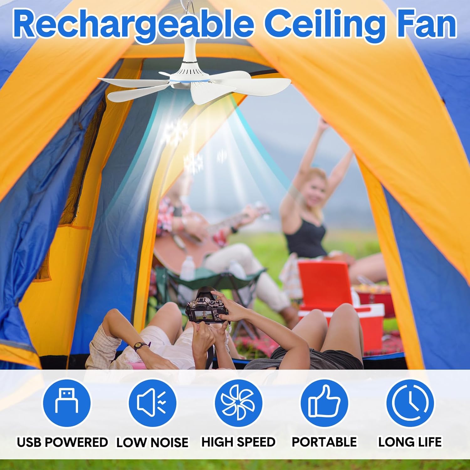 2 Sets USB Hanging Ceiling Fan with Remote Control, Timing, and 6.8ft Extension Cord 6 Blade Quiet Small Dc USB Ceiling Fan for Camping Bed Dormitory Rv Tent Home Room