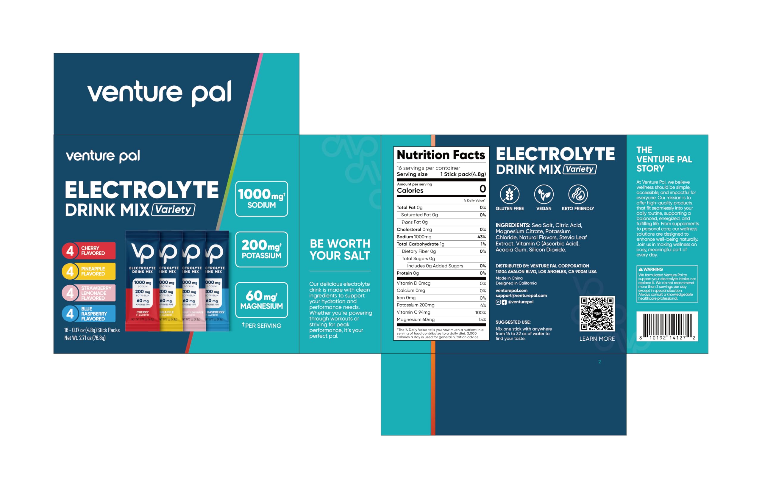 Venture Pal High Sodium Sugar Free Electrolytes Powder Packets, 16 Count — Amazon image 10