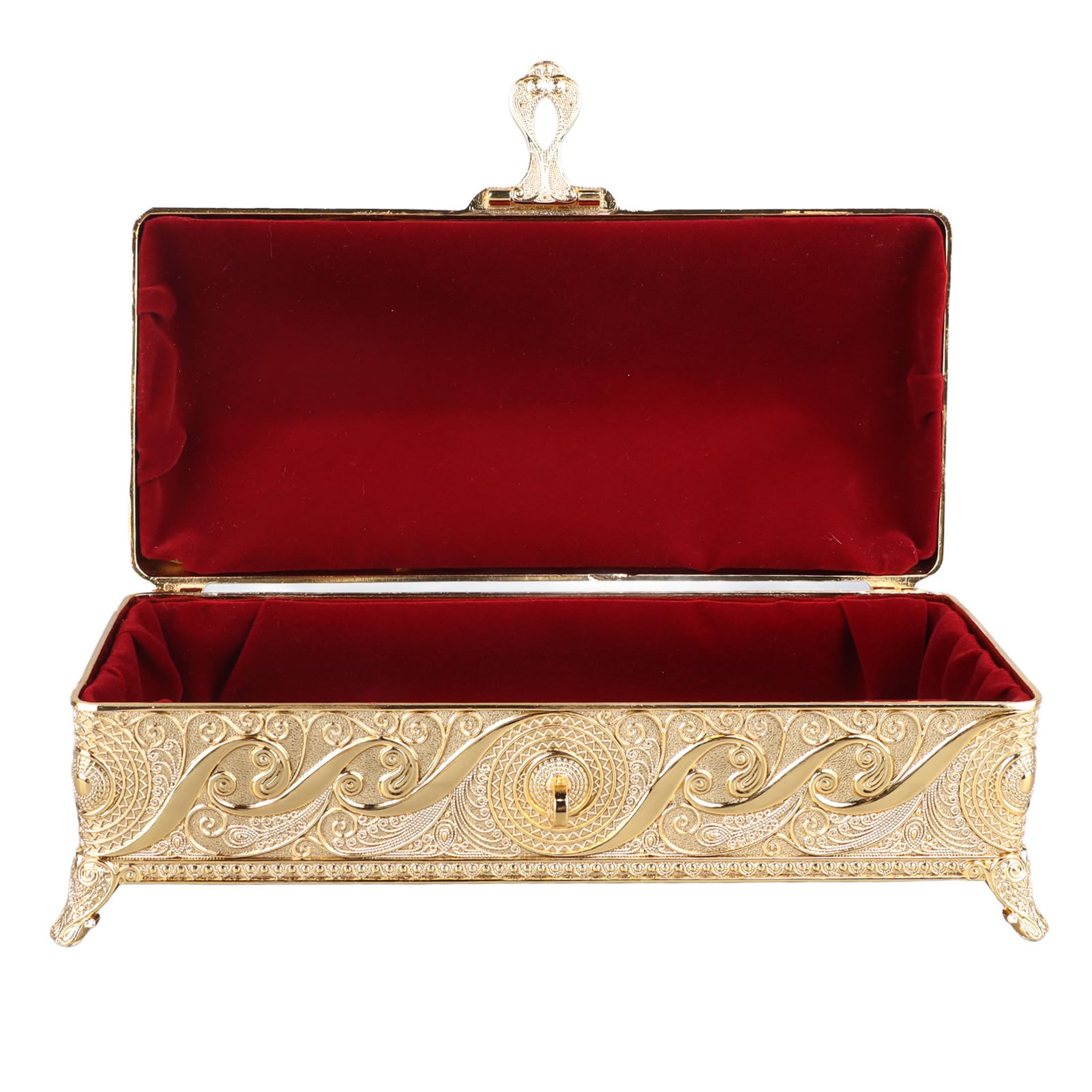 Joyero Antiguo, Caja de Recuerdos a Prueba de Herrumbre Bellamente Grabada para Tocador de Mujer (Color dorado)