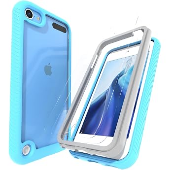 H lle f r iPod Touch 5/6/7 Durchsichtig mit 2 Displayschutz Crystal Clear Schutzh lle Transparent Soft TPU Bumper Hard Case Cover f r iPod Touch 5/6/7 - Blau