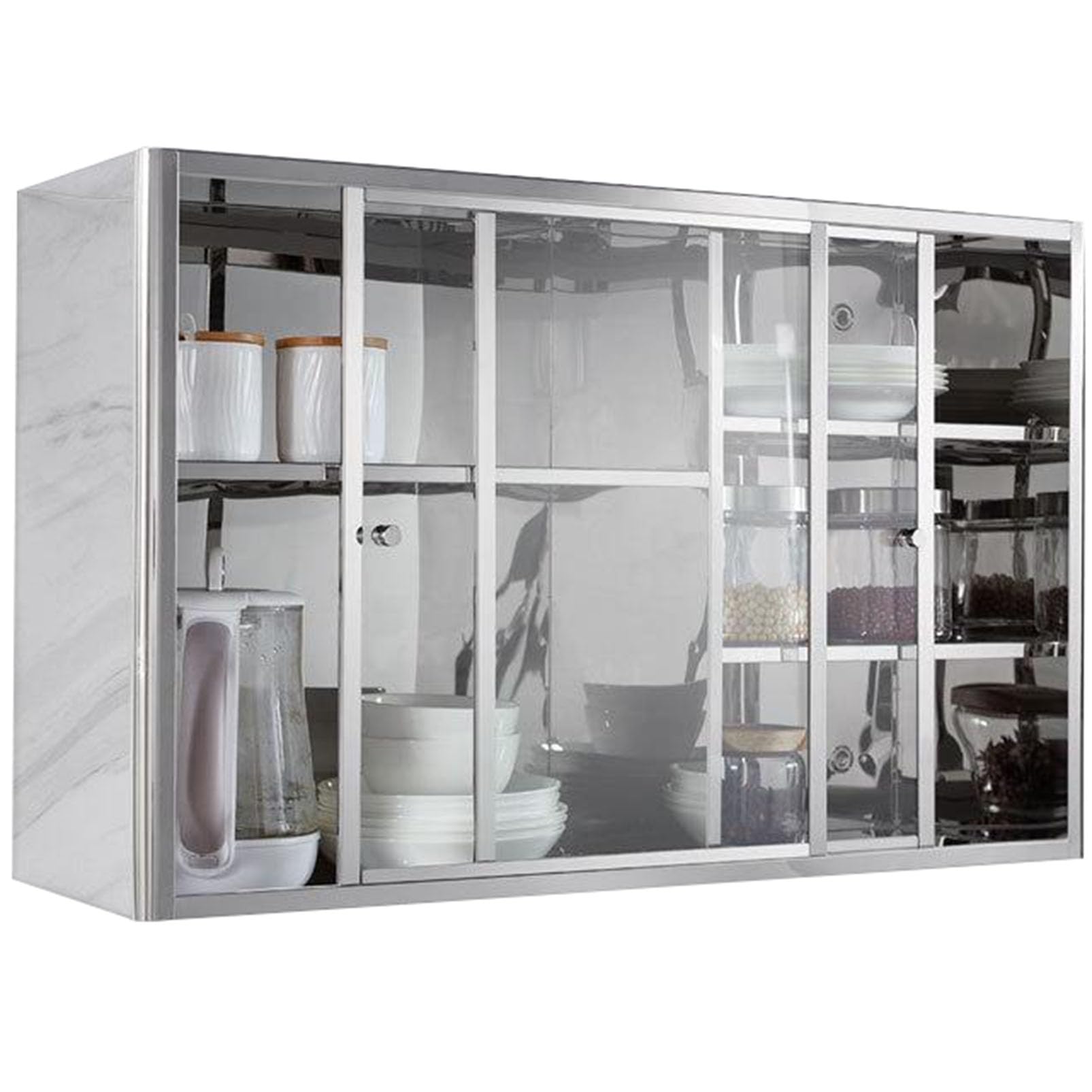 Armoire murale en acier inoxydable avec porte coulissante, étagère réglable pour garage, bureau ou sous-sol, organisateur d'outils flottants, solution gain de place