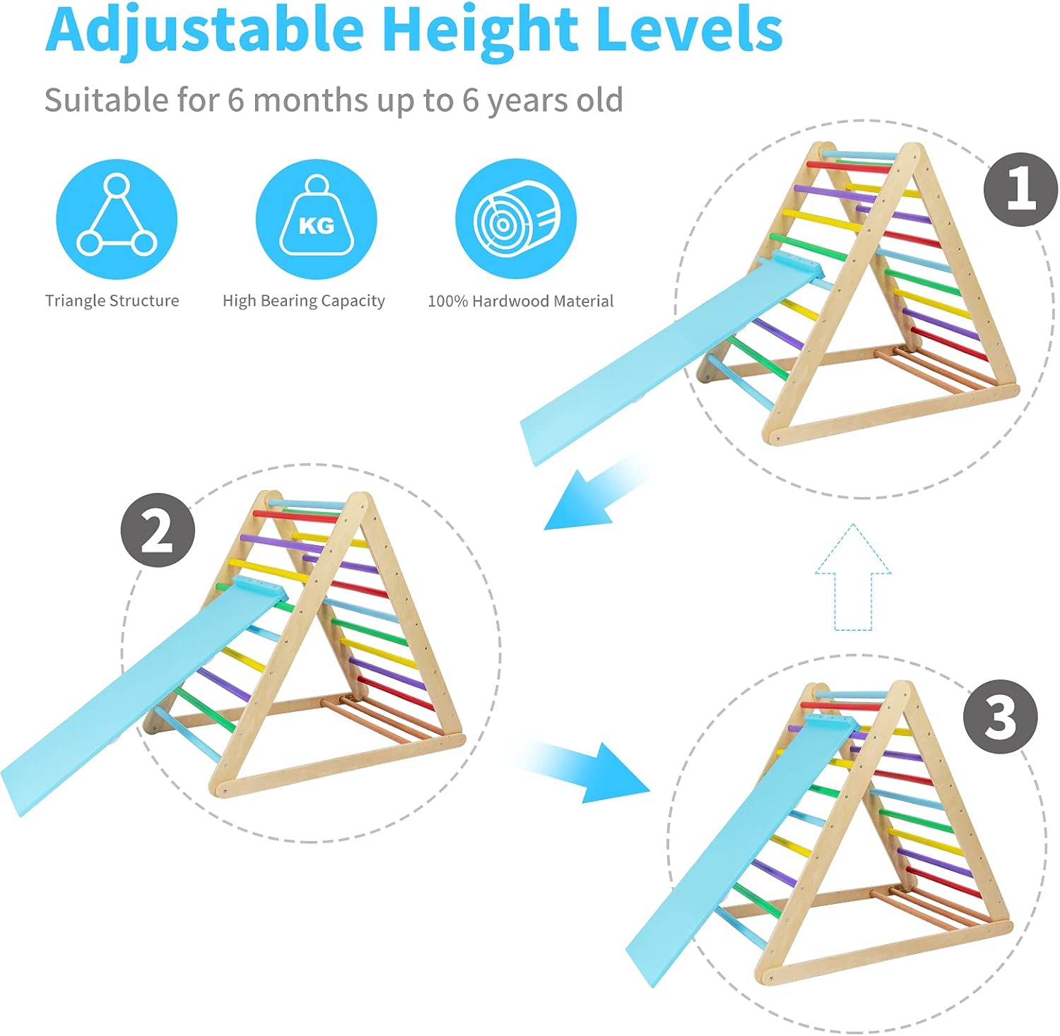 One-Day Sale: Up to 80% Off GOME Foldable Climbing Triangle Ladder with Ramp, 2-in-1 Wooden Triangular Climber for Climbing and Sliding, for Children Boys Girls Indoor and Outdoor Use, Toddlers Climbing Toys, Muticolored…