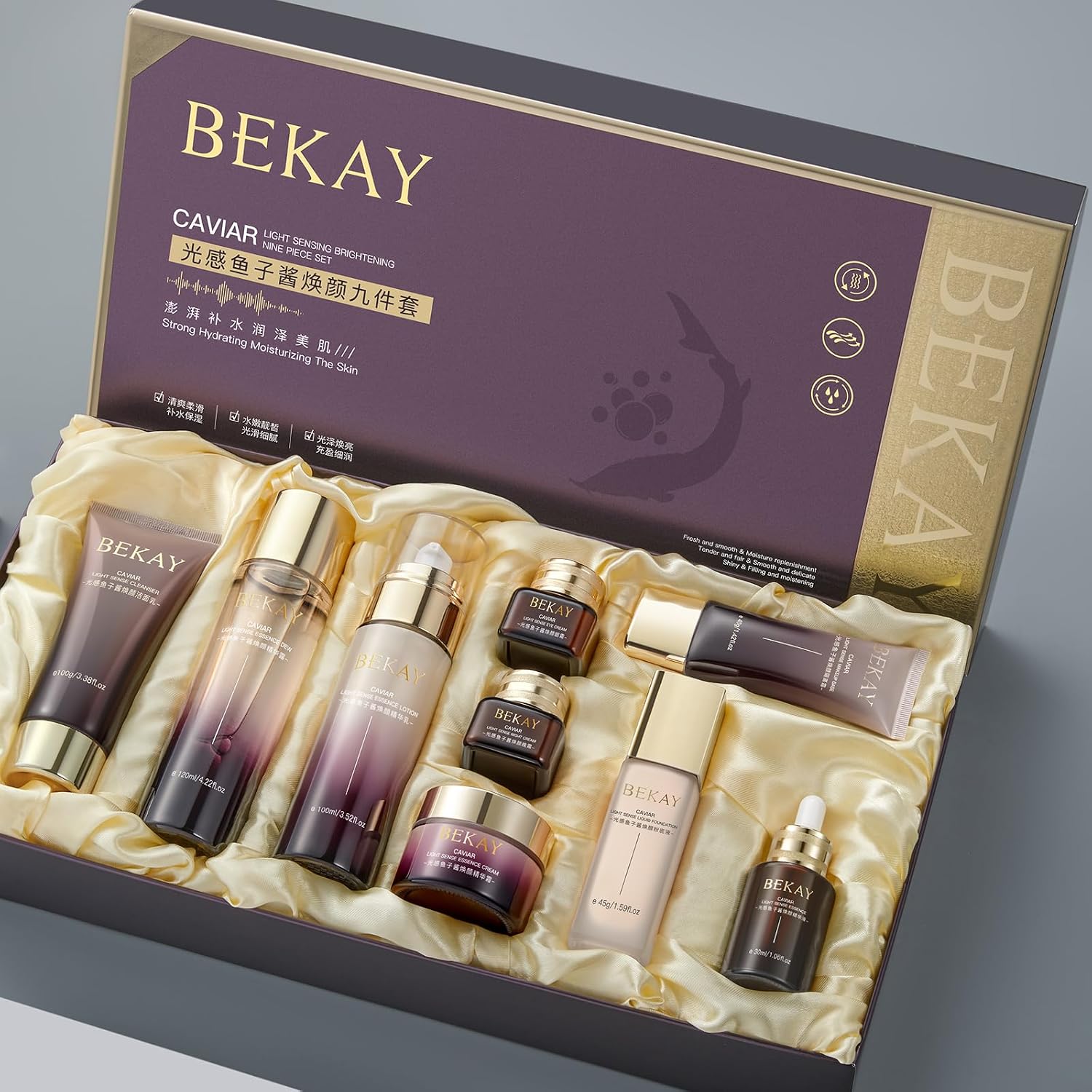 Hyaluronic Acid Skin Care Set For Women 9-In-1 Skincare kit Moisturizing Rejuvating Skin Care Kit for women