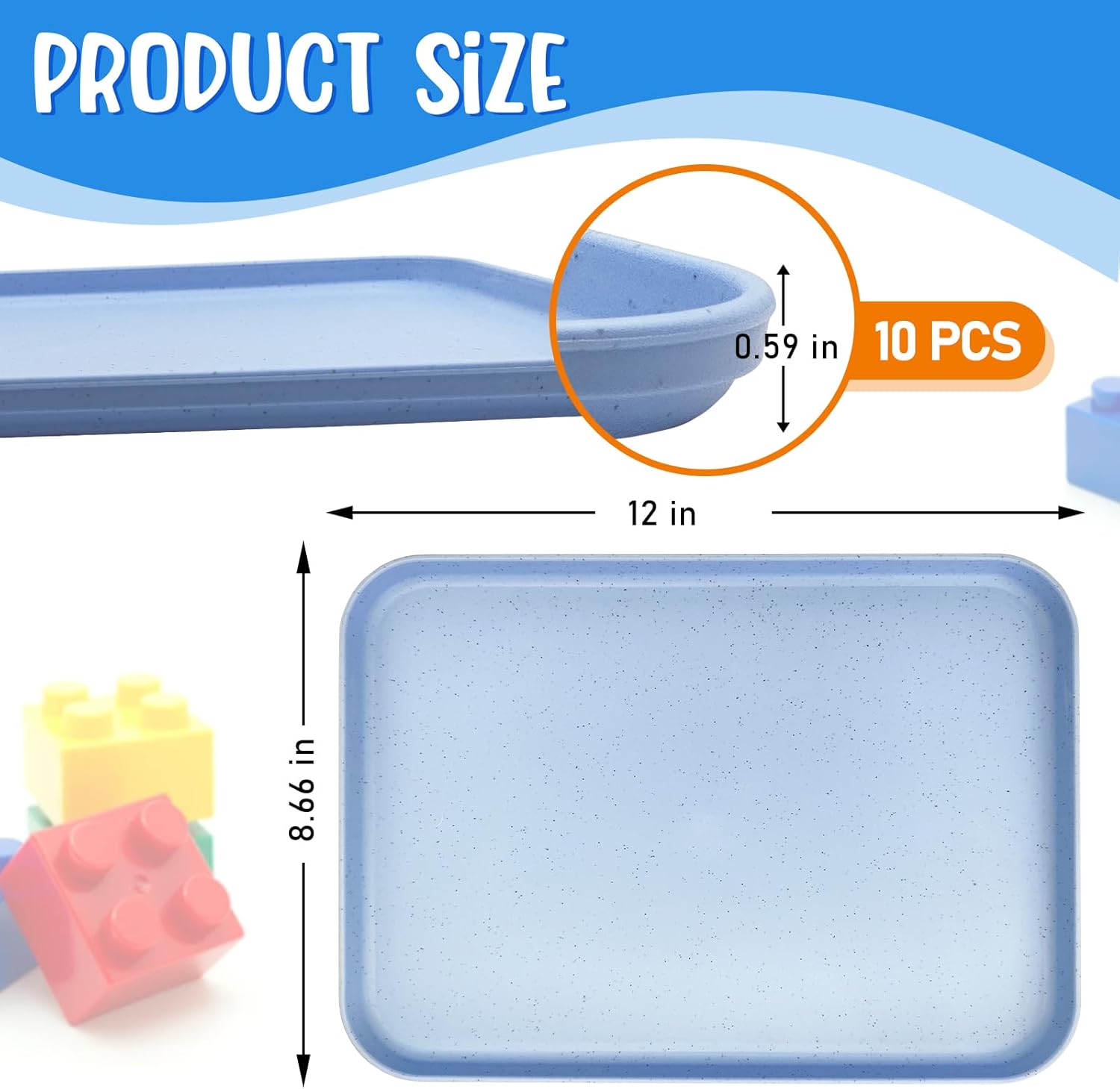 10 Pack Plastic Art Craft Trays, Multicolor Activity Sensory Sand Puzzle Sorting Trays for DIY Projects Painting Beads Jewelry, Blue Food Serving Platters for Home Restaurant Supply 12x9in - Image 2