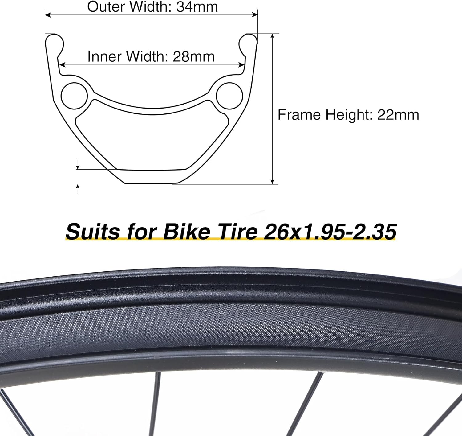 WEEROCK 26/27.5/29 Inch Mountain Bike Wheel Set Front & Rear Aluminium Alloy Double Wall Rims for 26"/27.5"/29" MTB Bicycle for DISC Brake compatibes with 6/7/8/9 Speeds Freewheel,Threaded