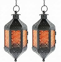 Vista 15 de Vela Lanterns Farol lámpara portavelas decorativo marroquí colgante de 11.5 pulgadas, portavelas de té para interiores y exteriores, para patio