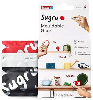 Sugru Mouldable Glue - All-Purpose Adhesive, In Red, White & Black, Advanced Silicone Technology - Holds up to 4.4 lb - 3 Pack